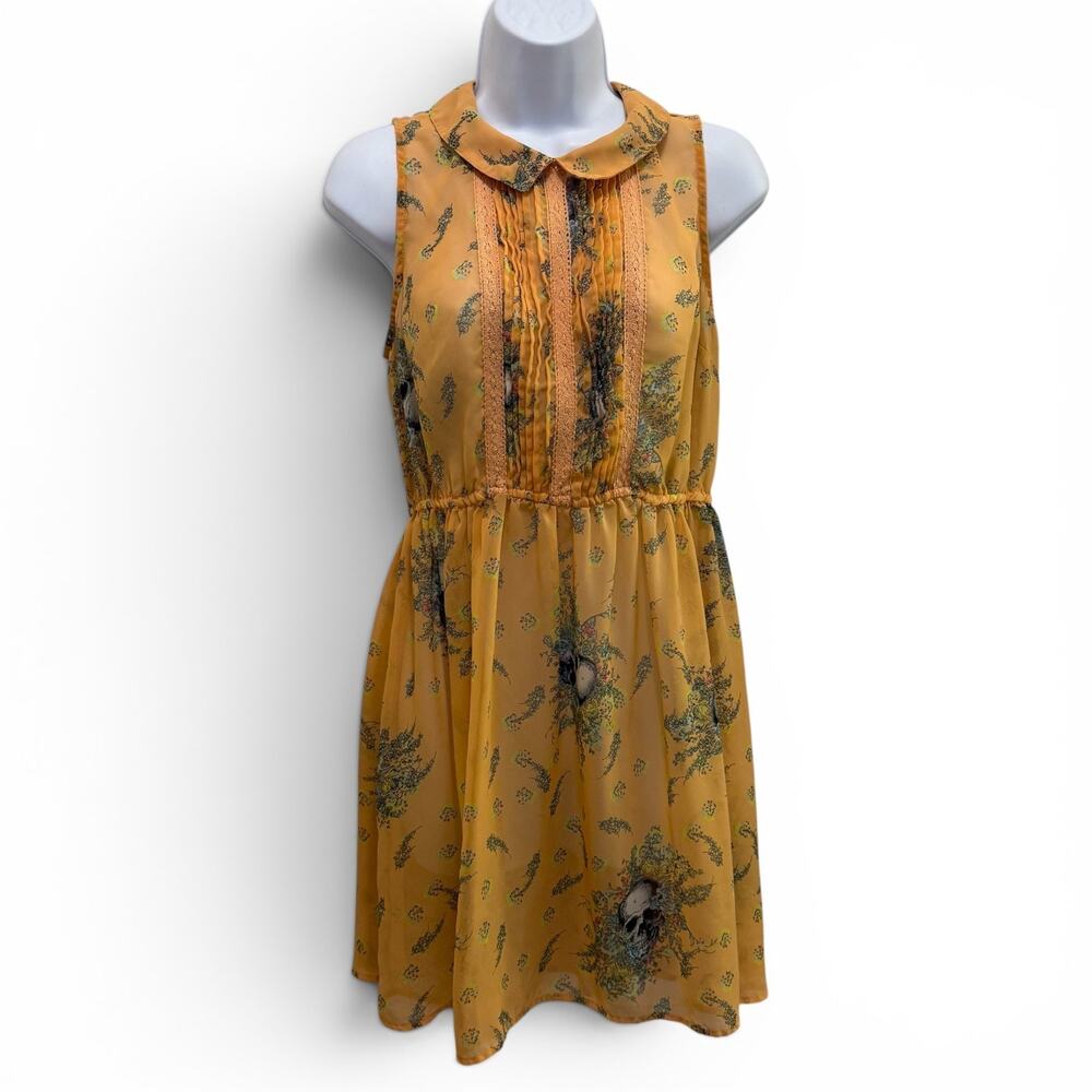 Fire Los Angeles Sheer Skull Floral Dress Overlay Size M Punk Y2K Boho Alt Fairy